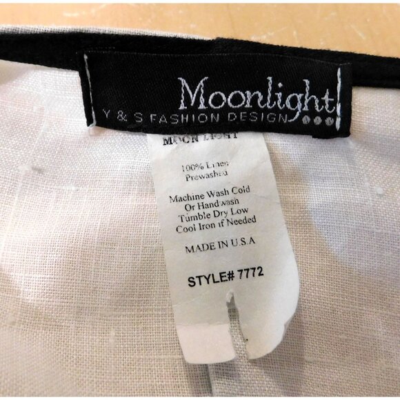 Moonlight Y&S Fashion Jacket 2X White Black Trim 3/4 Slv Abstract Print Linen - Picture 7 of 7